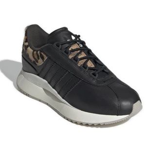 Adidas cheetah/ leopard black leather shoes women’s 7.5 fit like an 8.5 like new